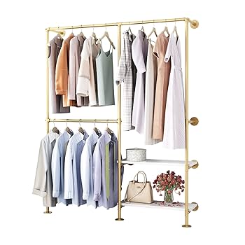 Amazon.com: IronJiaZu Gold Pipe Clothes Racks with White
